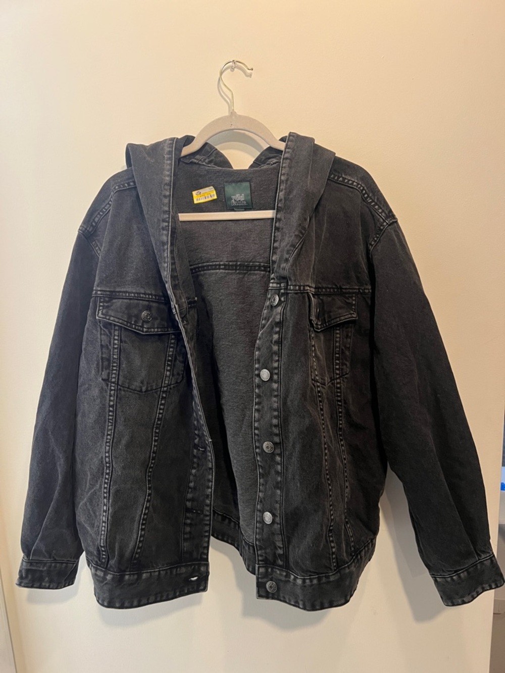 wild fable Black Hooded Denim Jacket for Kids